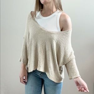 SILENCE+NOISE Urban Outfitters ribbed slouchy dolman 3/4 length sleeve top